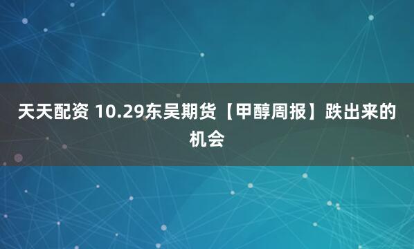 天天配资 10.29东吴期货【甲醇周报】跌出来的机会